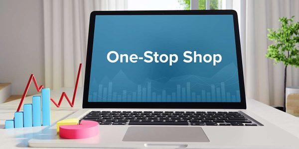 One-Stop Shop – Statistics/Business. Laptop in the office with